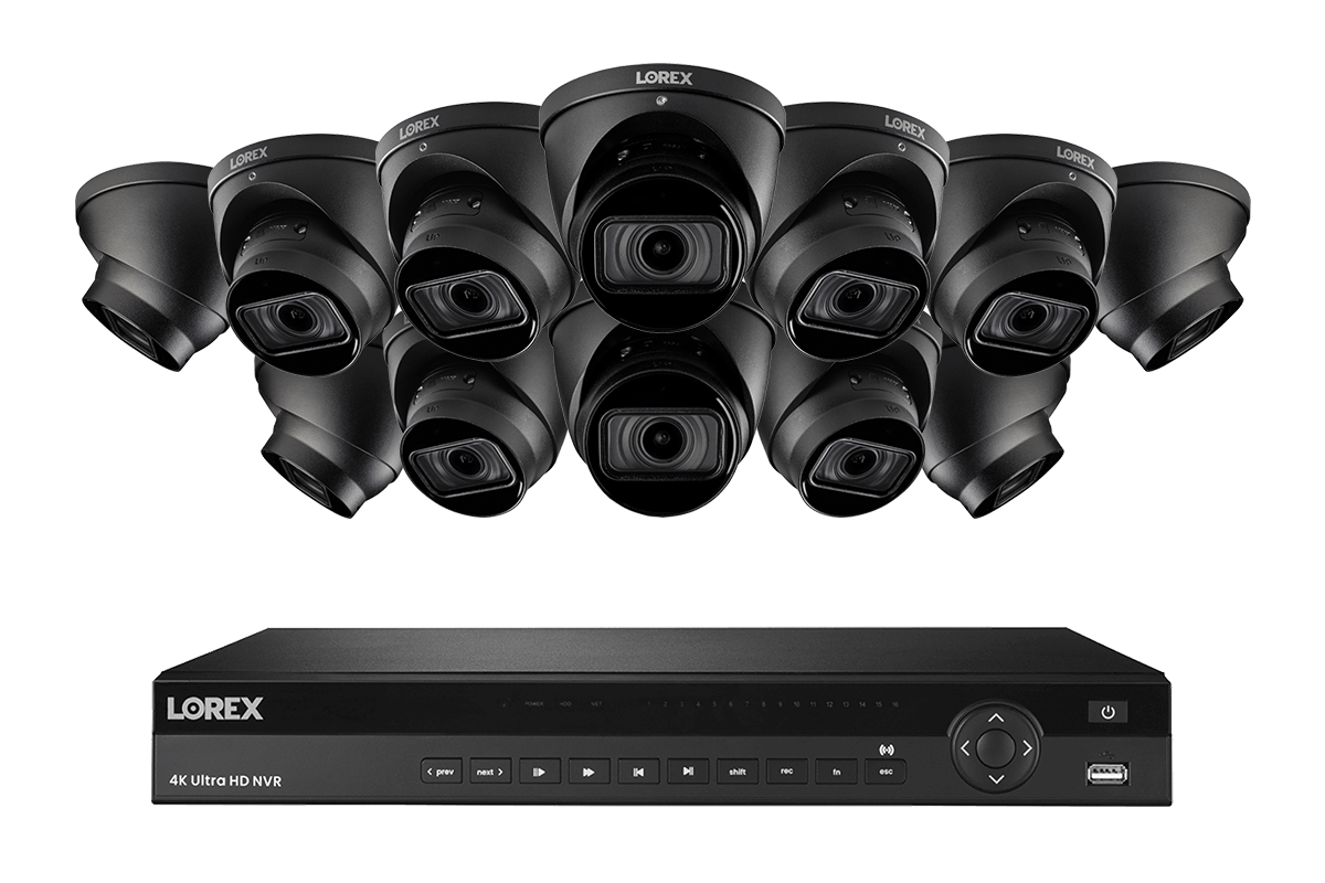 4k Nocturnal Ip Nvr System With 16 Channel Nvr Twelve 4k Smart Ip Motorized Zoom Dome Security Cameras Real Time 30fps Recording And Listen In Audio Lorex