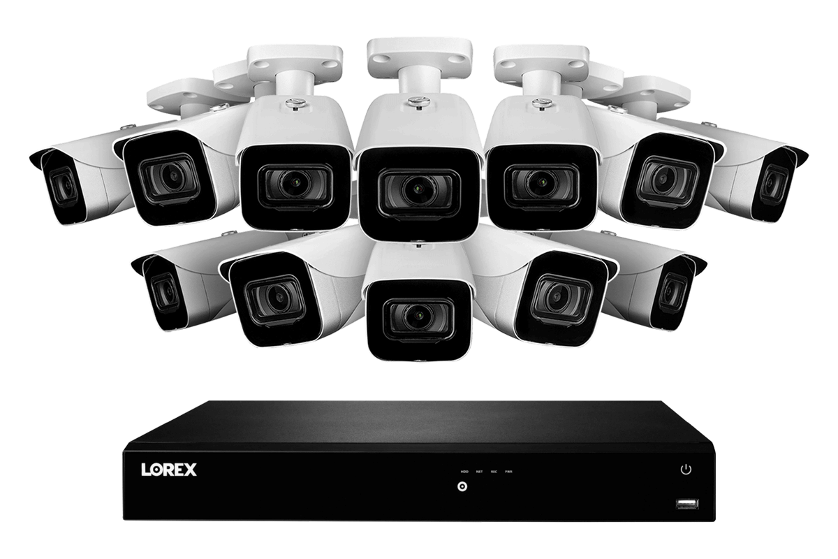 4K Ultra HD IP NVR System with 12 Outdoor 4K (8MP) IP Cameras, 130ft Night Vision