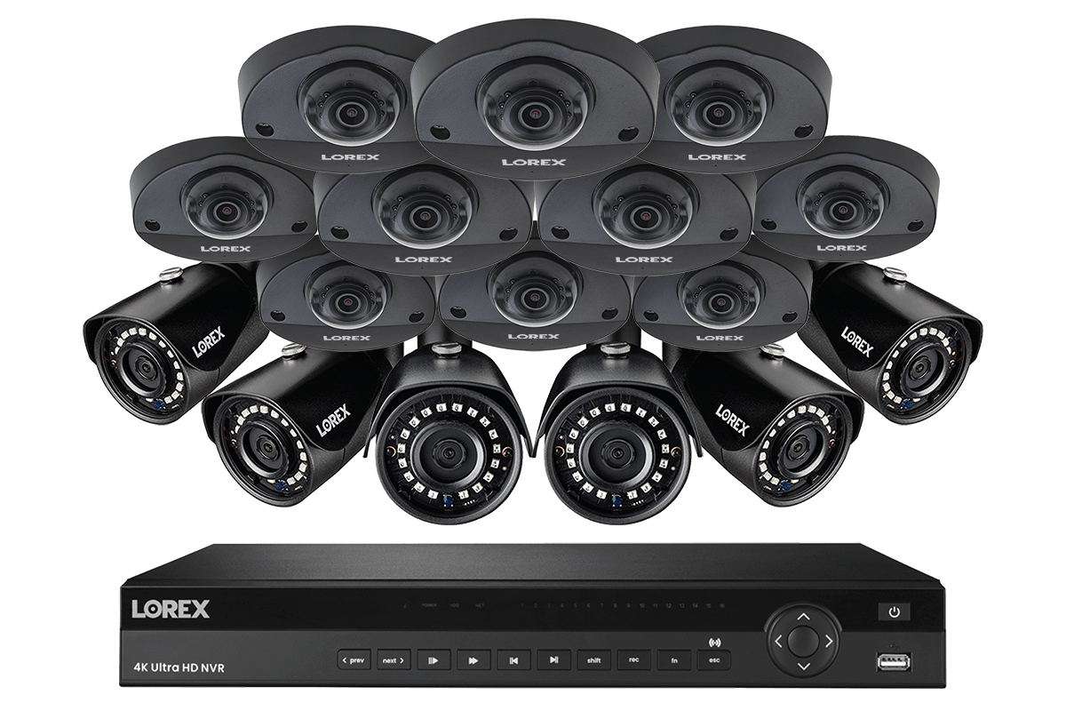 16 Channel Ip Camera System Featuring Six 2k Bullets And Ten 2k Audio Dome Security Camera Lorex
