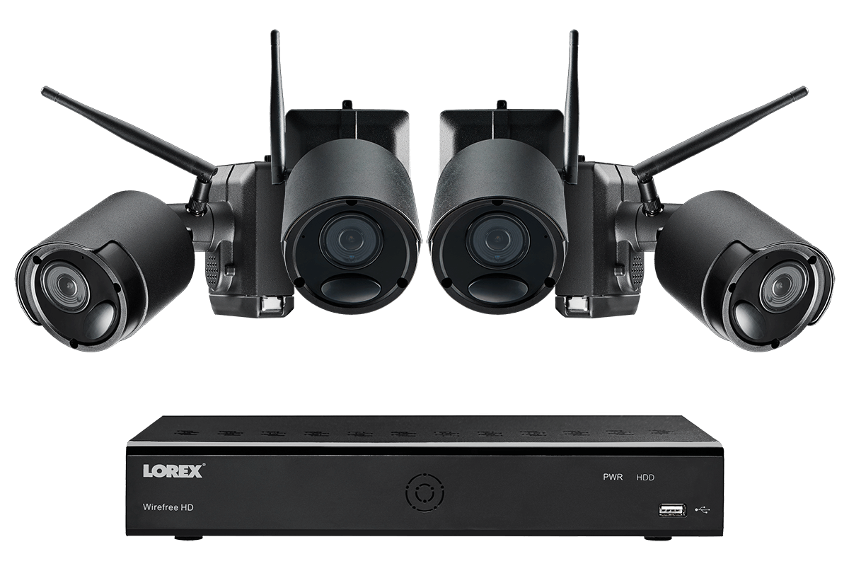 lorex hd 1080p wire free security camera system with 4 rechargeable night vision cameras