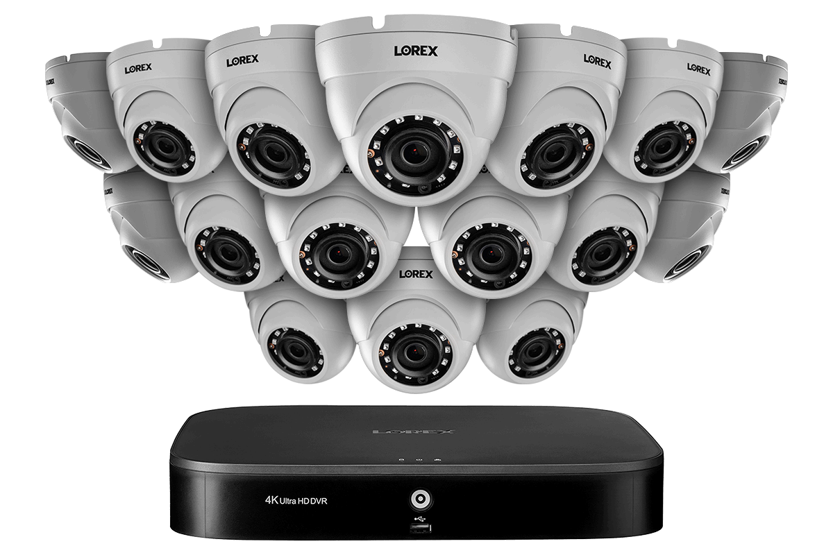 Home Security System With 4k Dvr Sixteen 1080p Outdoor Metal Cameras 3tb Hard Drive 130ft Night Vision Lorex